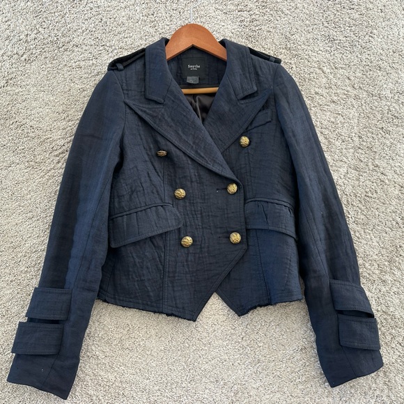 Smythe Jackets & Blazers - Smythe Navy Double-Breasted Military-Inspired Blazer